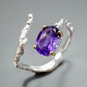 RING Handcrafted Amethyst 925 Freesize